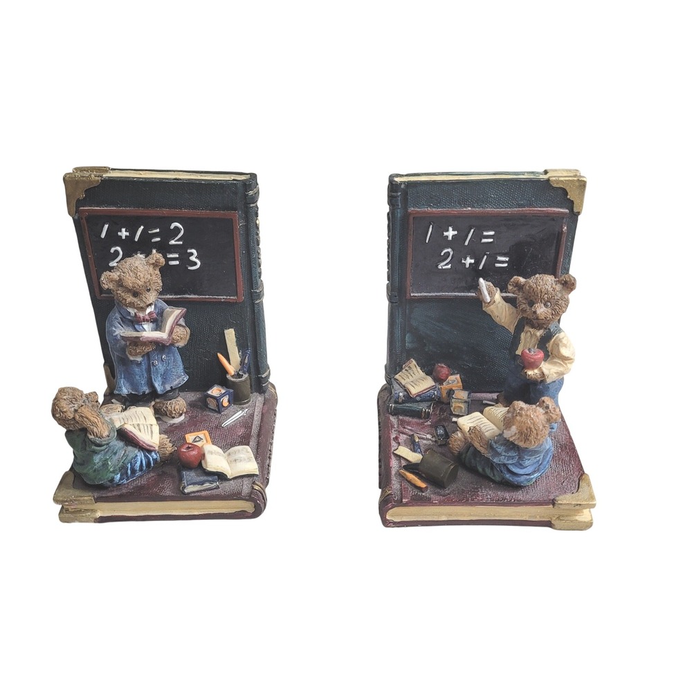 Unbranded Teddy Bear School Classroom Bookends Set Multi Color Excellent Resin